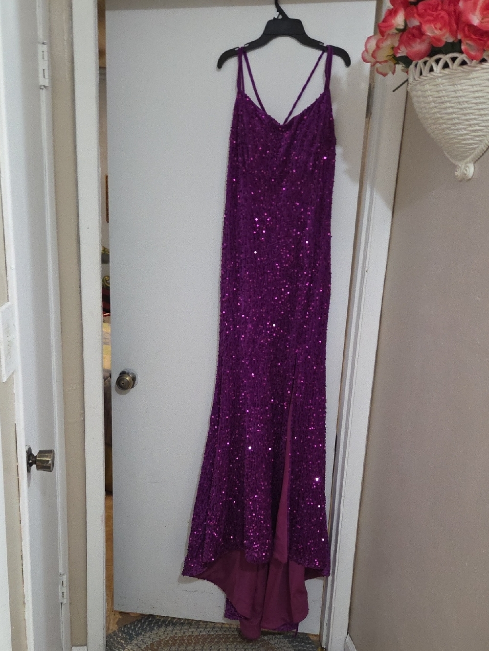 Purple Sequin Evening Gown